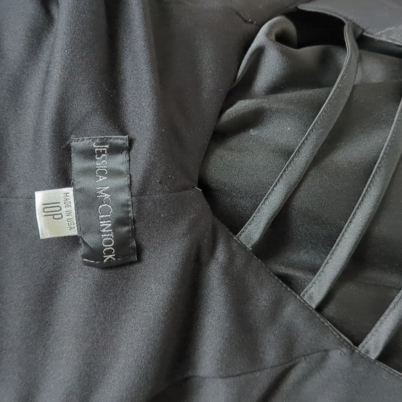 Jessica McClintock long black strapless gown tulle hem  10 Petite Vintage - Picture 12 of 16